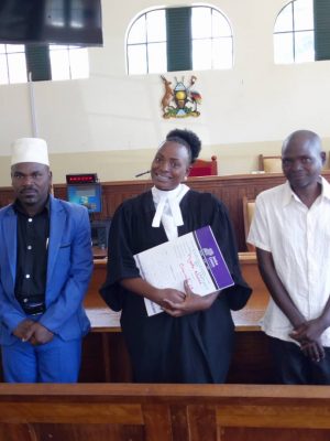 JCU Fort Portal was helping to solve a case through litigation - see the happy clients